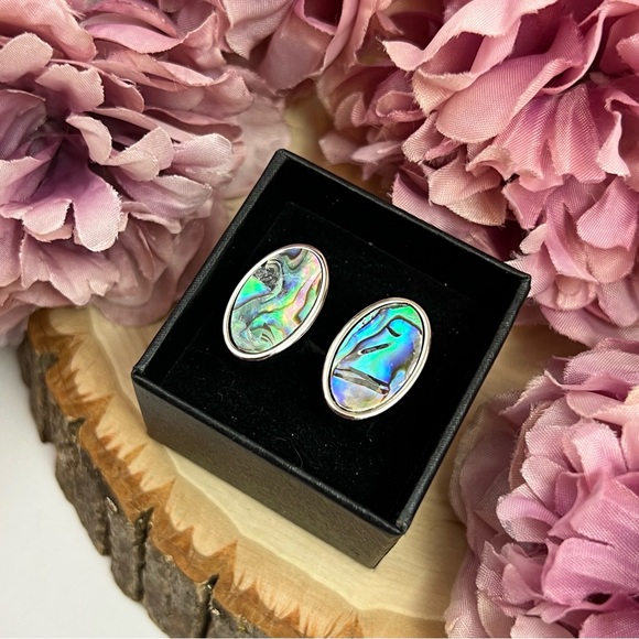 Elegant Colorful Abalone Shell Oval Cufflinks - Picture 15 of 16